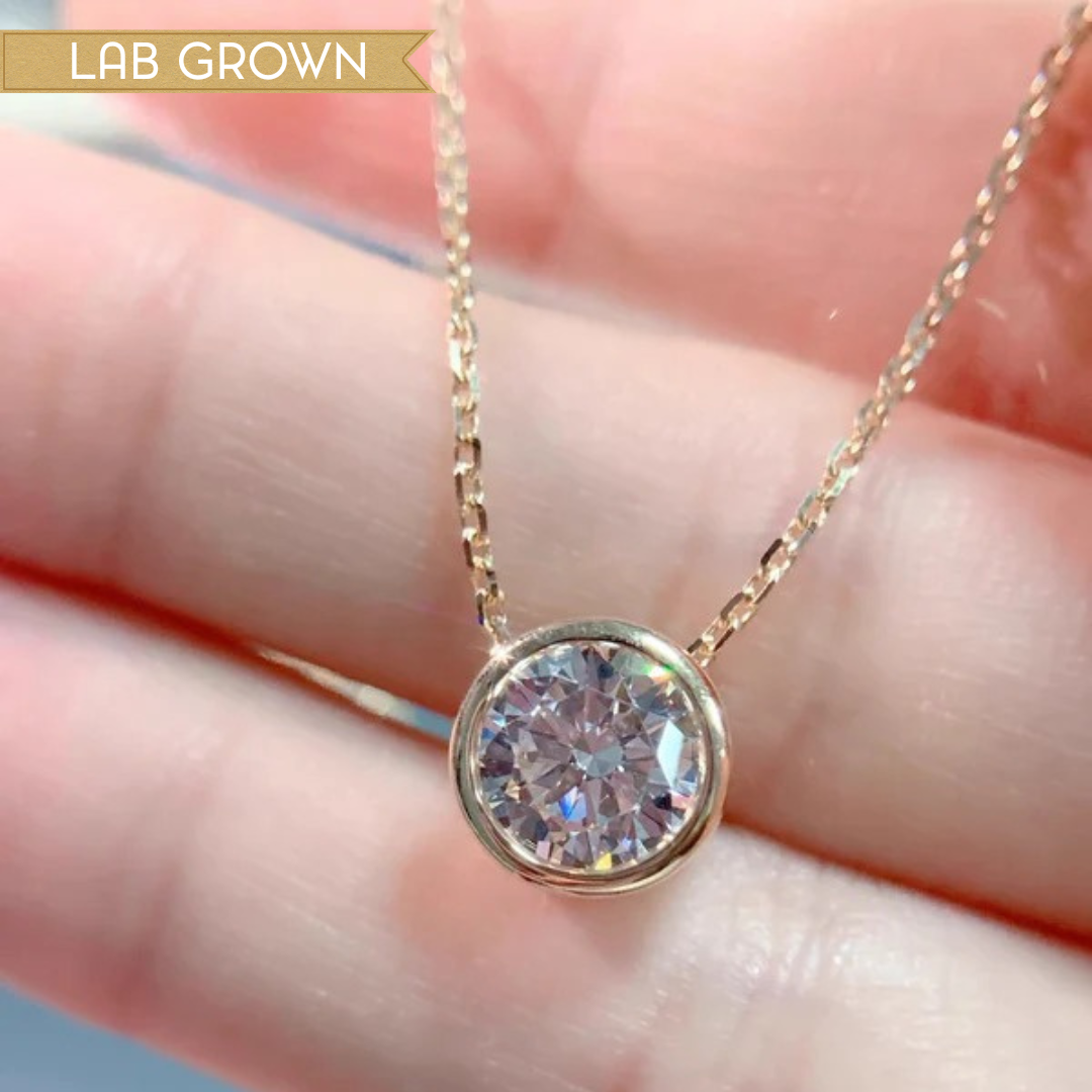 10K / 18K Yellow Gold Lab Diamond Pendant Necklace