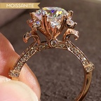 18K Rose Gold Moissanite Flower Ring