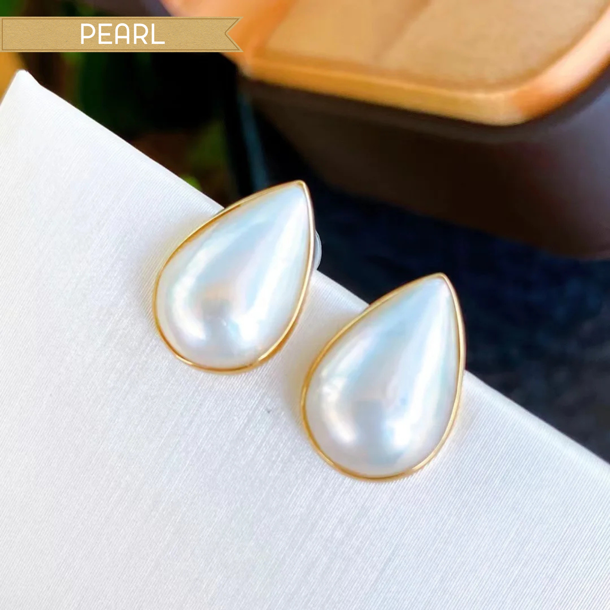 18K Gold Teardrop Pearl Earrings