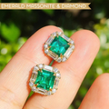 Asscher Cut Emerald Stud Earrings