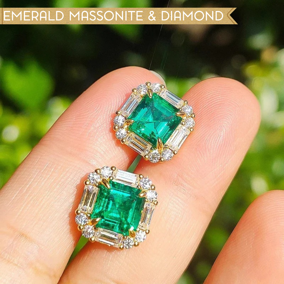 Asscher Cut Emerald Stud Earrings