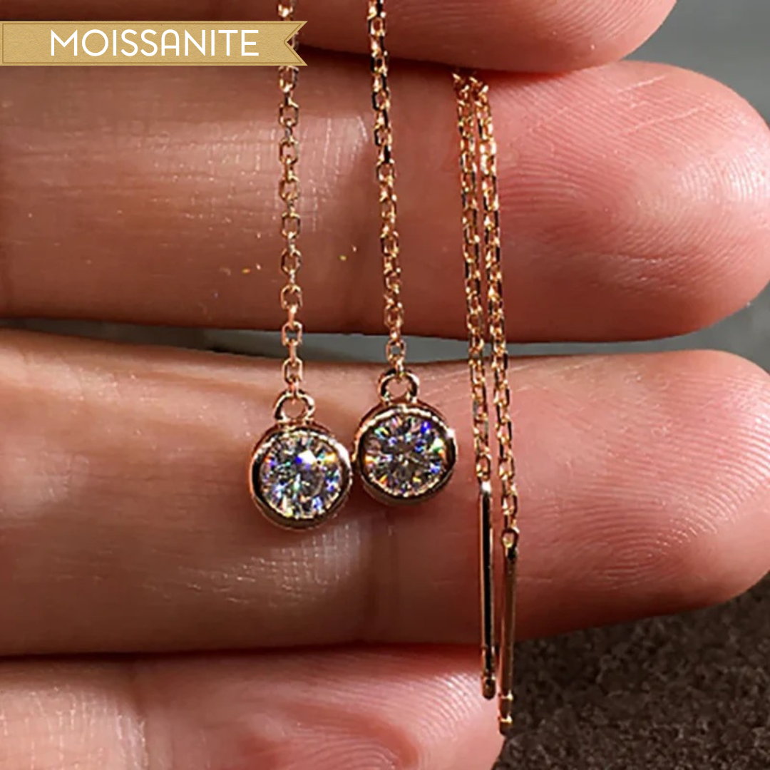 14K Rose Gold Moissanite Tassel Drop Earrings