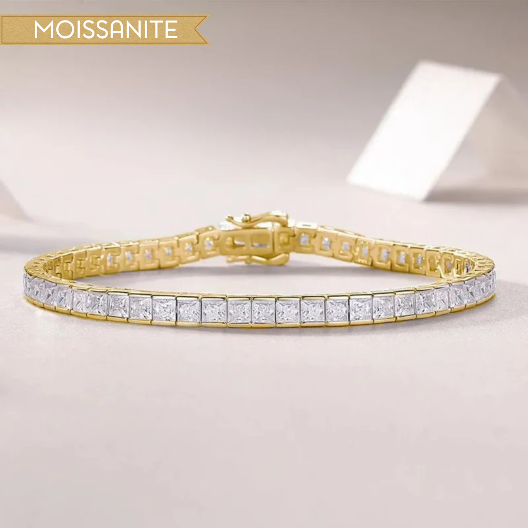 Square Moissanite Bracelet (3x3mm Stones)