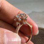 18K Rose Gold Moissanite Flower Ring