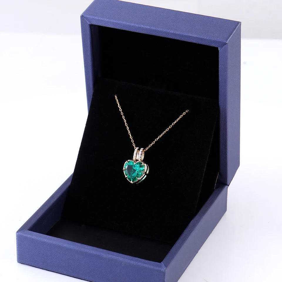 Heart-Shaped Lab Emerald Necklace