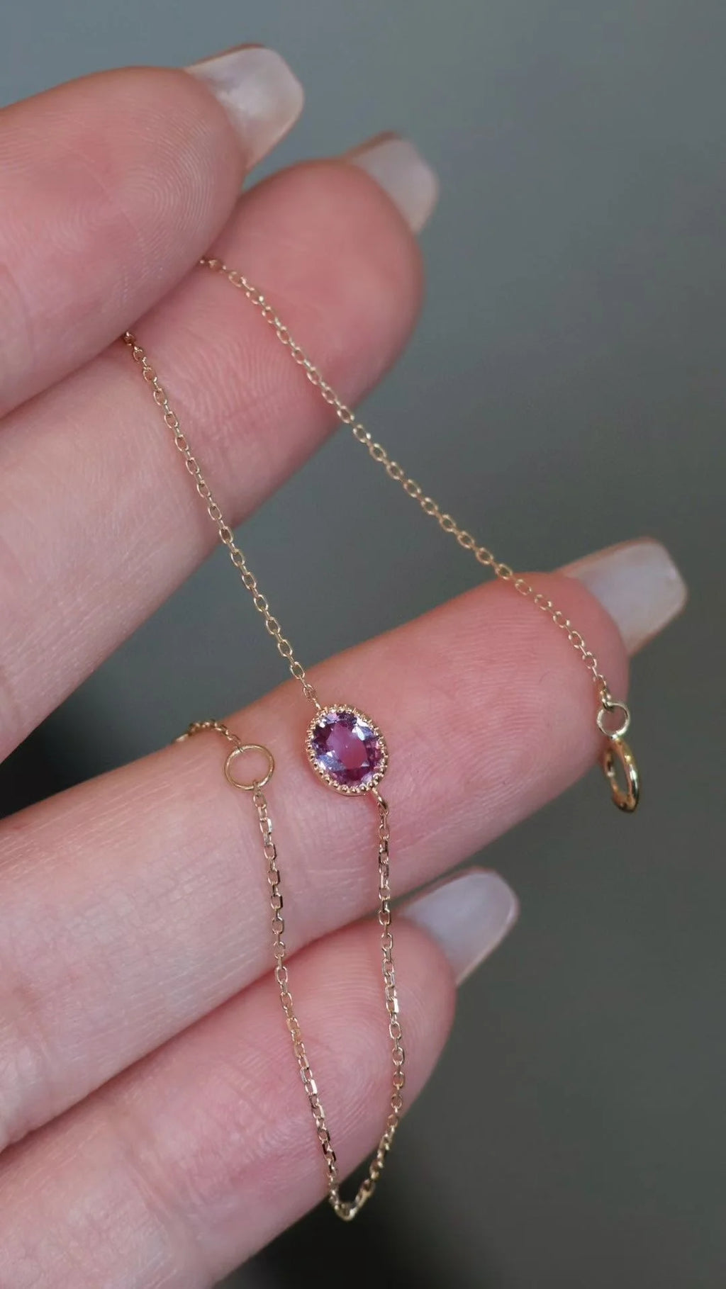 18K Gold Purple Sapphire Bracelet