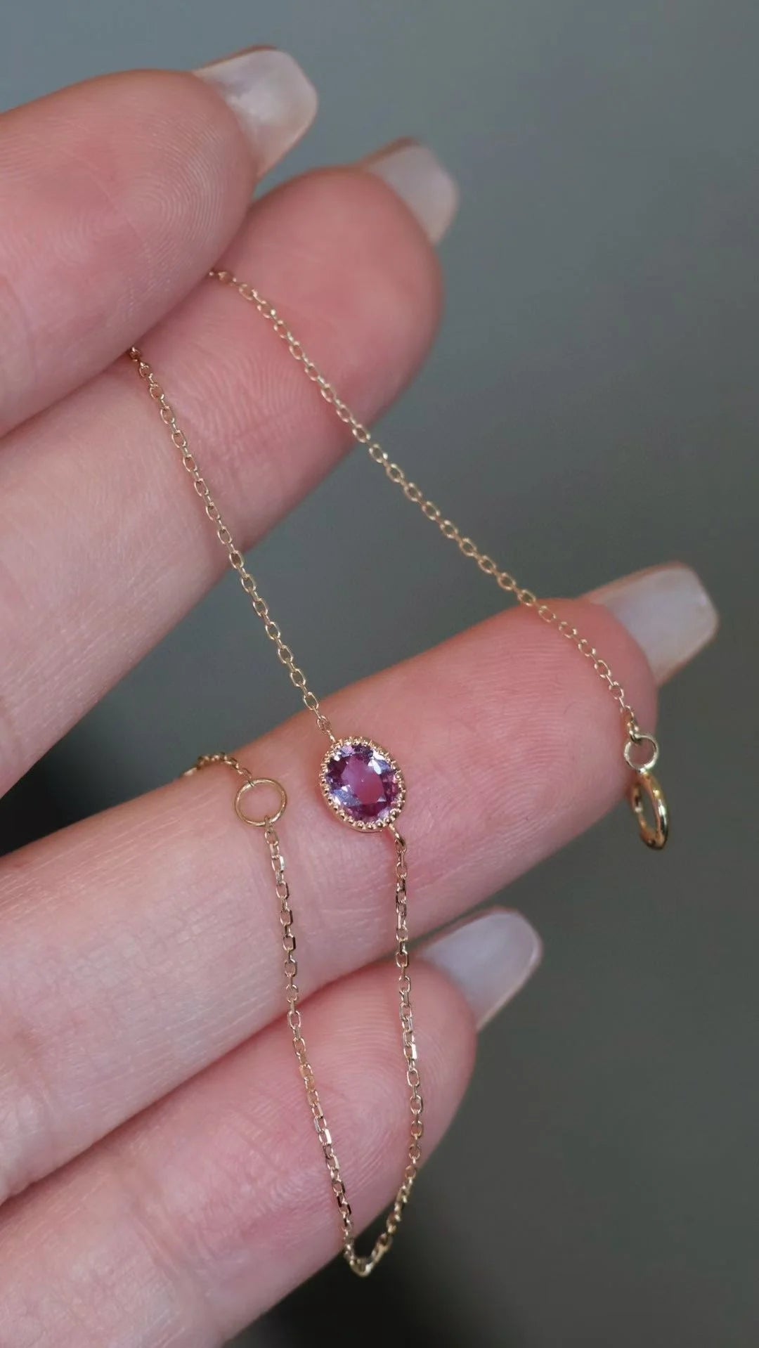 18K Gold Purple Sapphire Bracelet