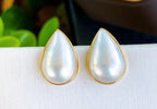 18K Gold Teardrop Pearl Earrings