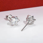 14K White Gold Moissanite Flower Stud Earrings