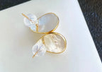 18K Gold Teardrop Pearl Earrings