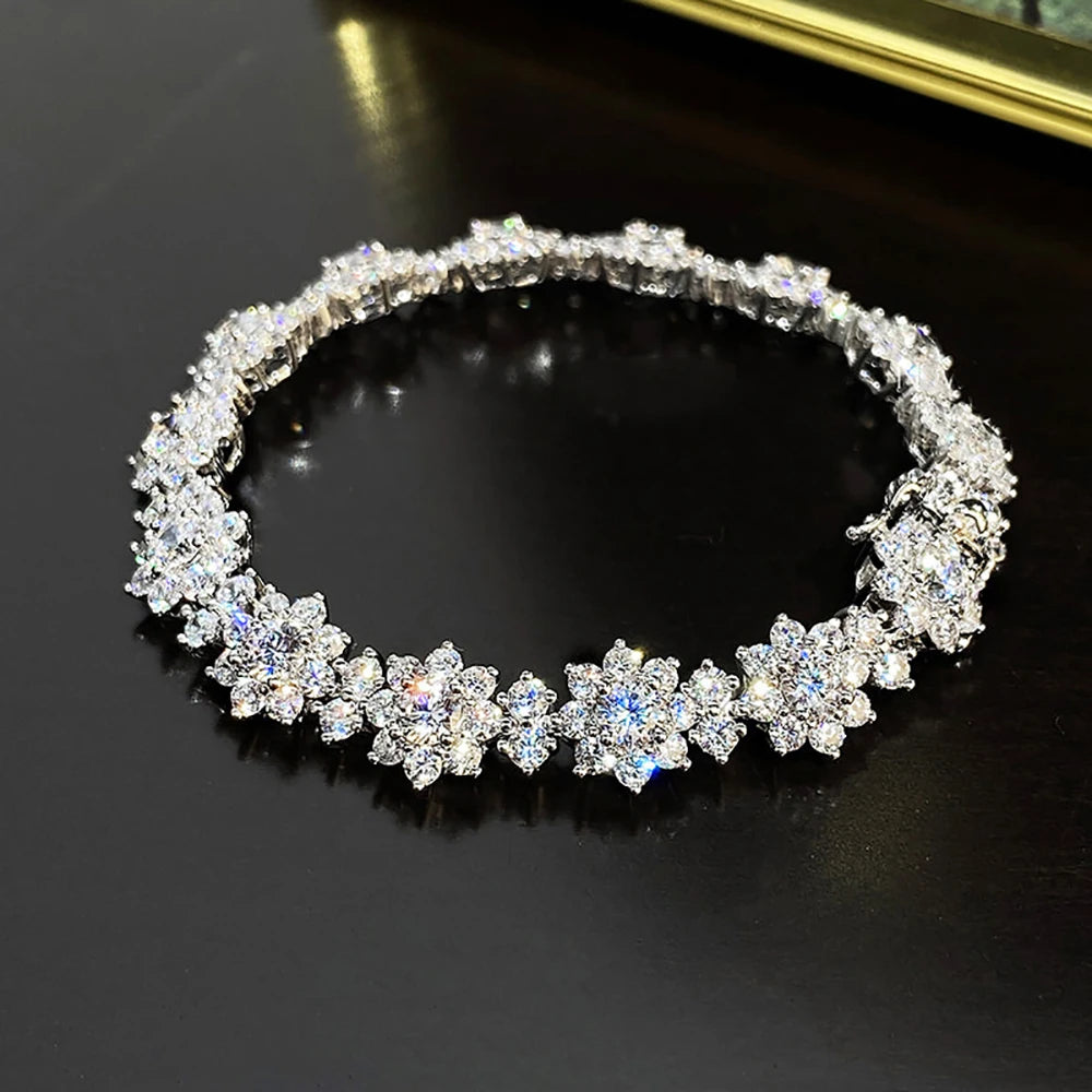 Sunflower Moissanite Necklace & Bracelet Set