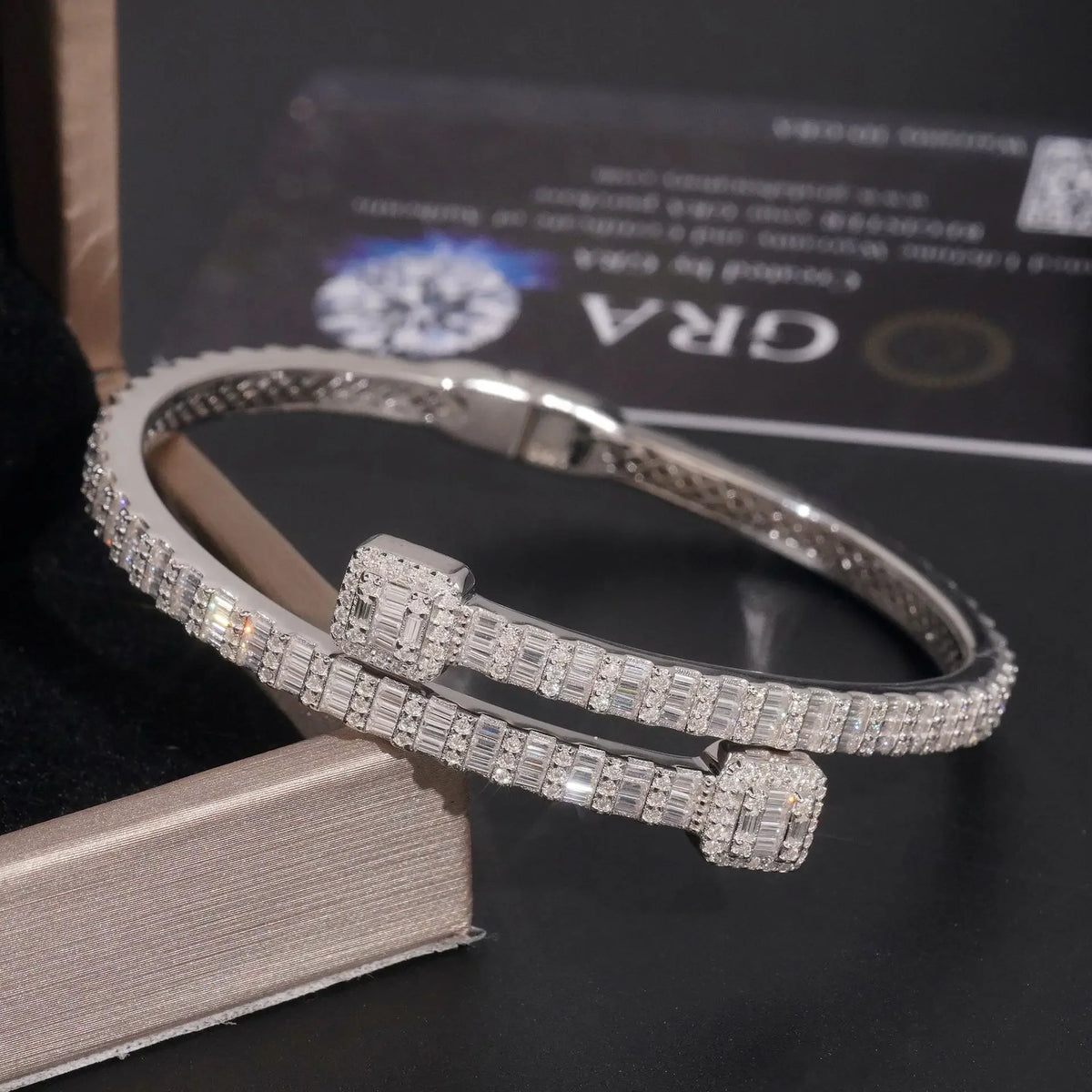 925 Silver Moissanite Bangle Bracelet