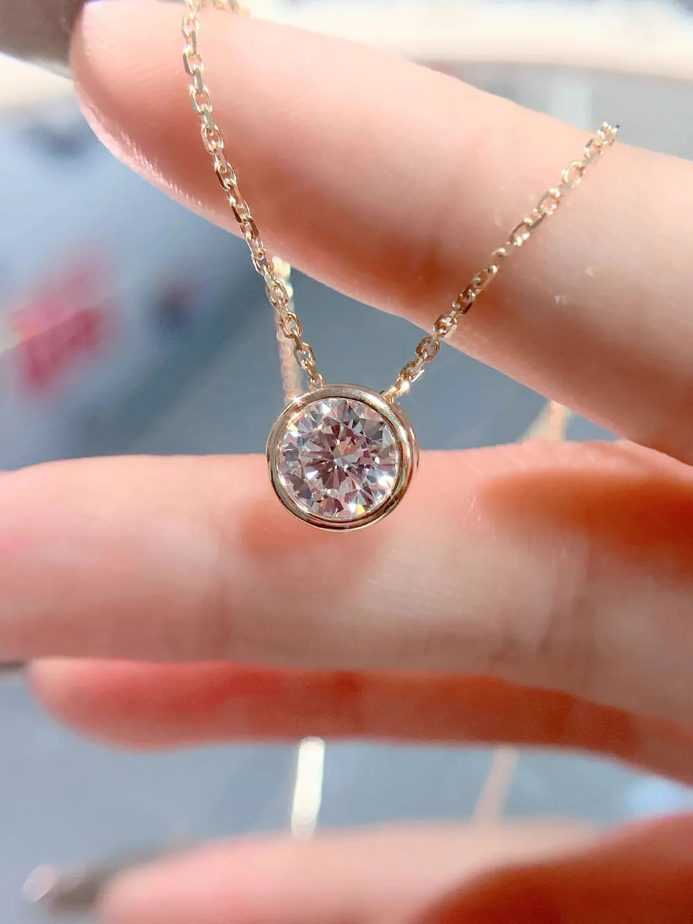 10K / 18K Yellow Gold Lab Diamond Pendant Necklace