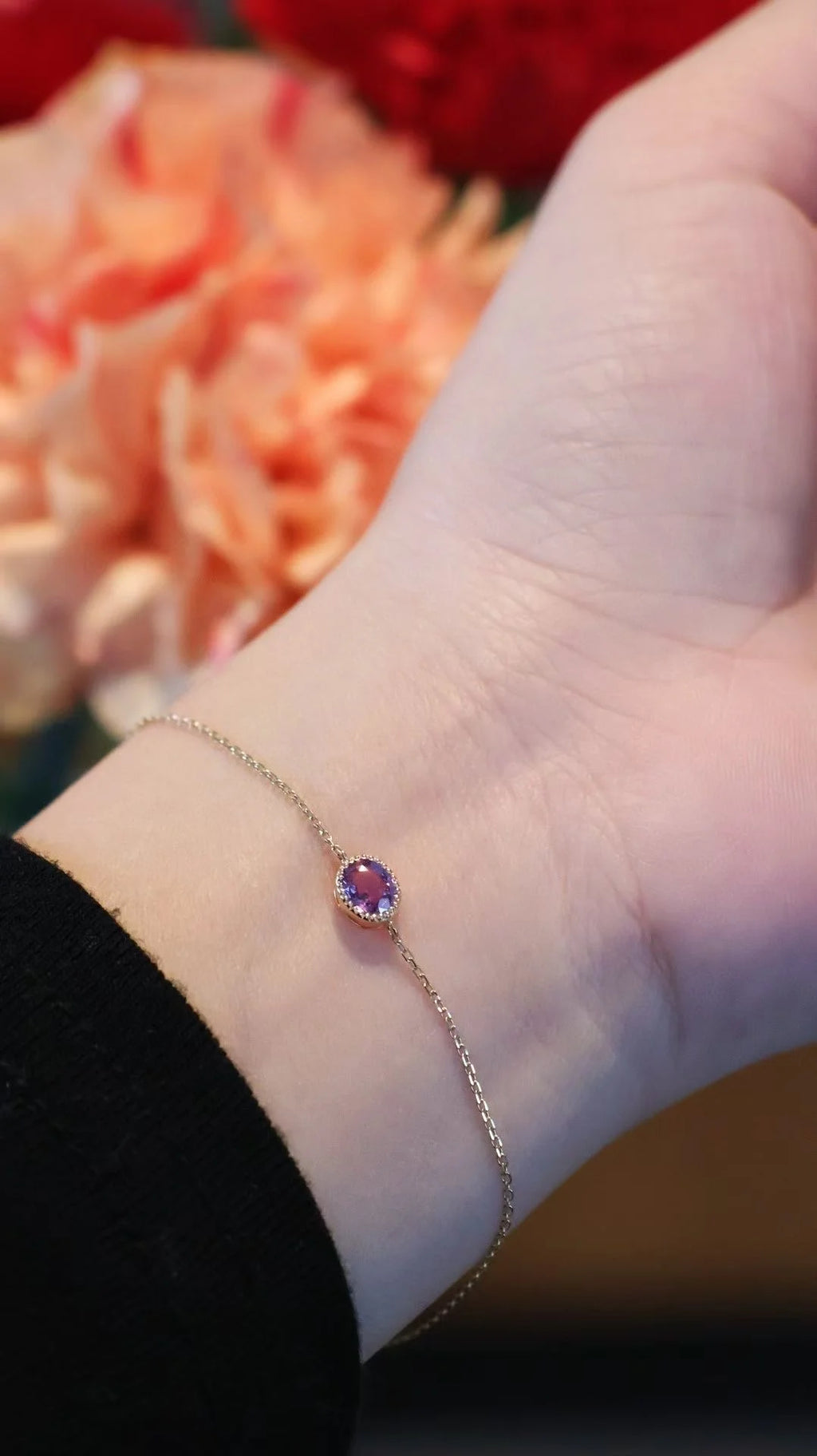 18K Gold Purple Sapphire Bracelet