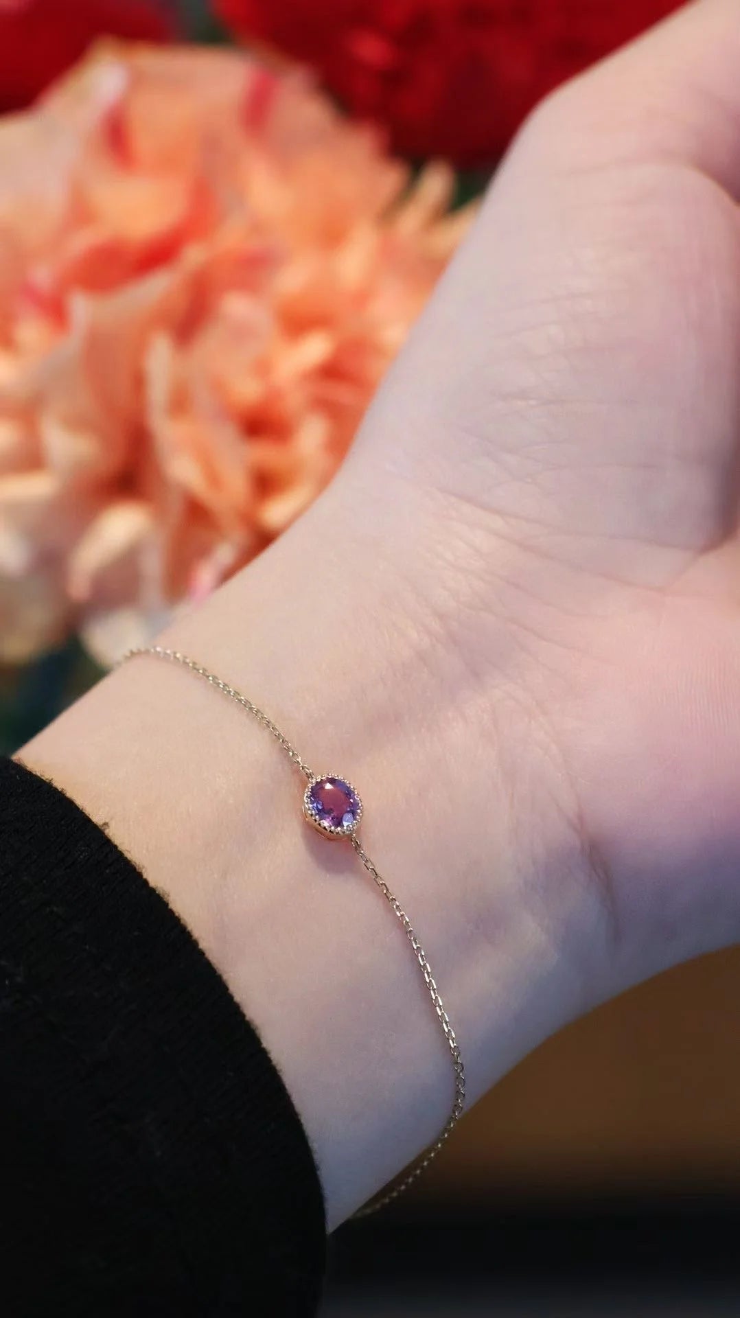 18K Gold Purple Sapphire Bracelet