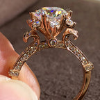 18K Rose Gold Moissanite Flower Ring