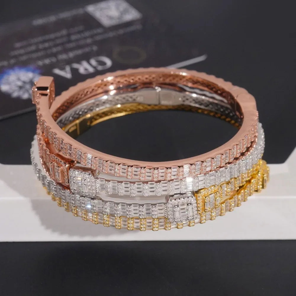 925 Silver Moissanite Bangle Bracelet