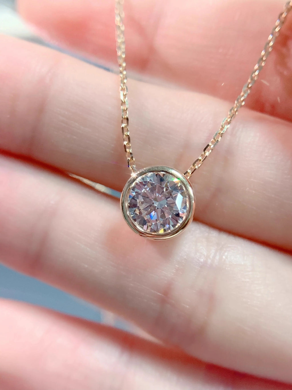 10K / 18K Yellow Gold Lab Diamond Pendant Necklace