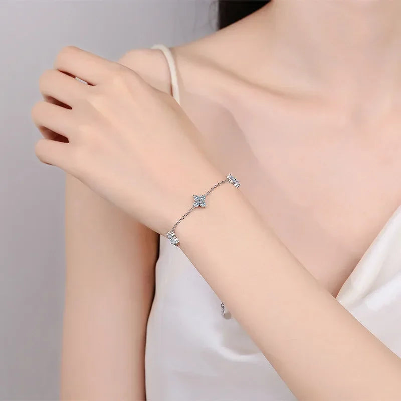 18K White Gold Moissanite Wedding Bracelet
