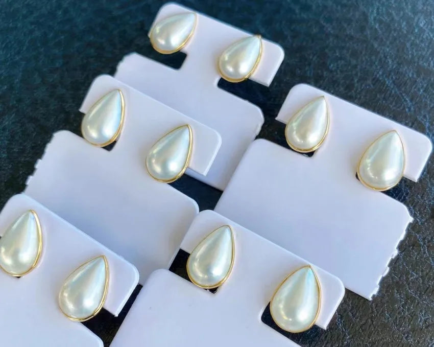 18K Gold Teardrop Pearl Earrings
