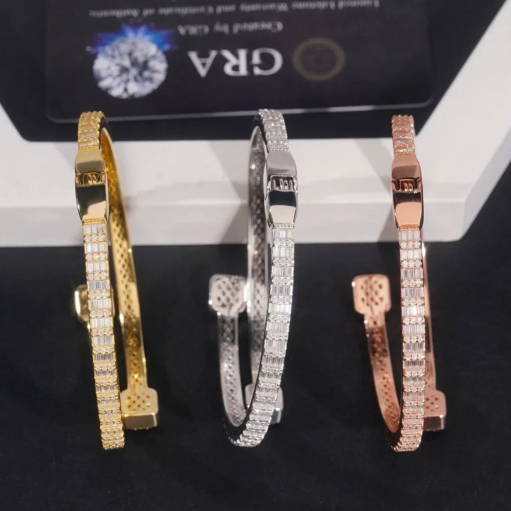 925 Silver Moissanite Bangle Bracelet