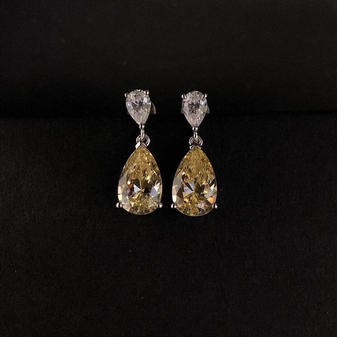 3ct Yellow Diamond Drop Earrings