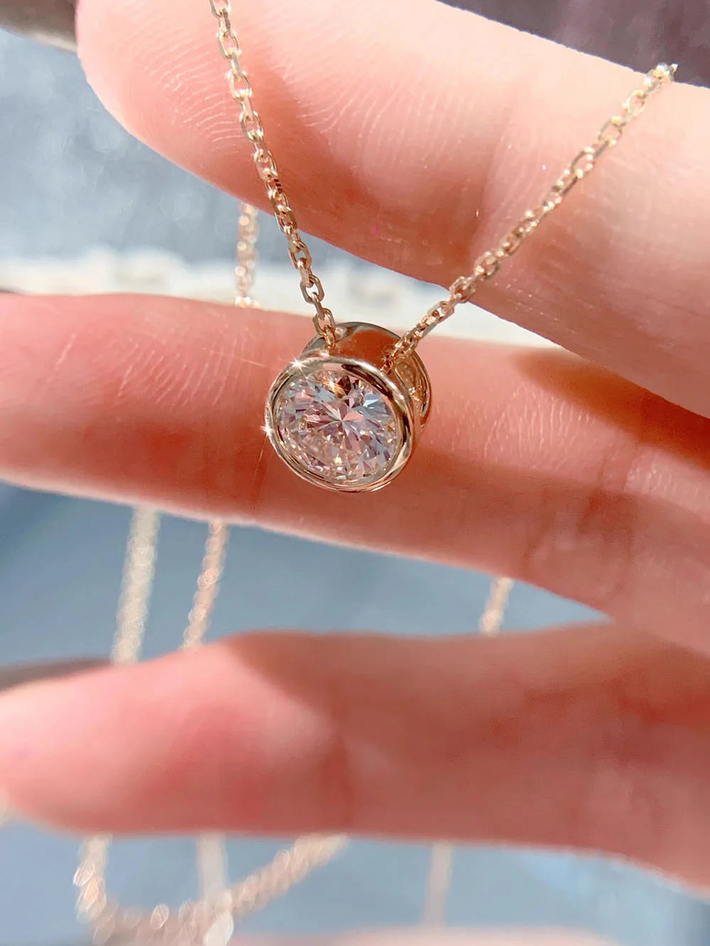 10K / 18K Yellow Gold Lab Diamond Pendant Necklace