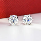 14K White Gold Moissanite Flower Stud Earrings